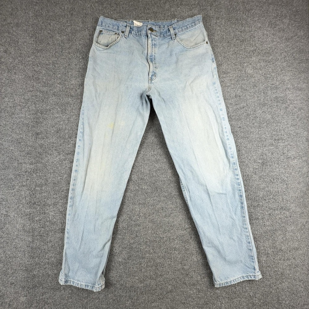 VTG Carhartt B17STW Jeans Mens 38x32 Light Wash Blue Relaxed Tapered Denim Pants